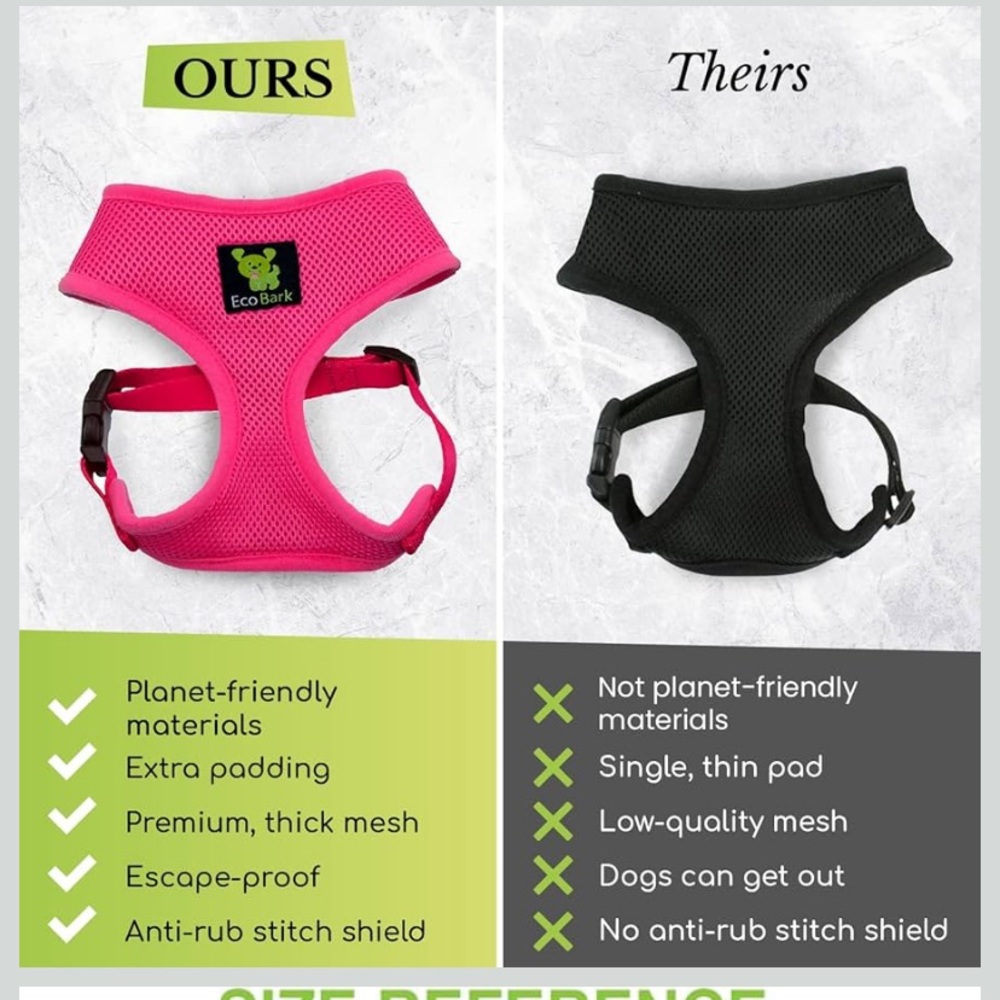 EcoBark Pink Dog Harness - M - Picture 7 of 7